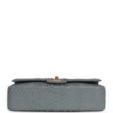 Pre-owned Chanel Medium Classic Double Flap Bag Grey Python Antique Gold Hardware - Thumbnail View 6