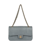 Pre-owned Chanel Medium Classic Double Flap Bag Grey Python Antique Gold Hardware - Thumbnail View 7