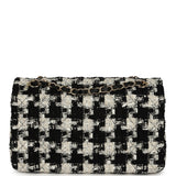 Pre-owned Chanel Medium Classic Double Flap Bag Black, White, Tweed Light Gold Hardware - Thumbnail View 4