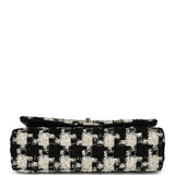 Pre-owned Chanel Medium Classic Double Flap Bag Black, White, Tweed Light Gold Hardware - Thumbnail View 6
