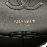 Pre-owned Chanel Medium Classic Double Flap Bag Black, White, Tweed Light Gold Hardware - Thumbnail View 9