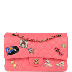 Chanel Medium "Hollywood Charms" Classic Double Flap Bag Coral Lambskin Gold Hardware