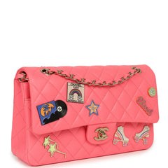 Chanel Medium "Hollywood Charms" Classic Double Flap Bag Coral Lambskin Gold Hardware