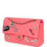 Chanel Medium "Hollywood Charms" Classic Double Flap Bag Coral Lambskin Gold Hardware - Thumbnail View 5