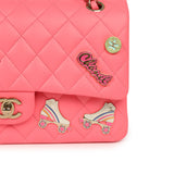 Chanel Medium "Hollywood Charms" Classic Double Flap Bag Coral Lambskin Gold Hardware - Thumbnail View 9