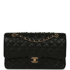 Chanel Medium Classic Double Flap Bag Black Caviar Gold Hardware