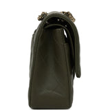 Pre-owned Chanel Medium Classic Double Flap Bag Khaki Lambskin Gold Hardware - Thumbnail View 3