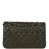 Pre-owned Chanel Medium Classic Double Flap Bag Khaki Lambskin Gold Hardware - Thumbnail View 4