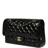 Pre-owned Chanel Medium Classic Double Flap Bag Black Patent Light Gold Hardware - Thumbnail View 5