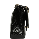 Pre-owned Chanel Medium Classic Double Flap Bag Black Patent Light Gold Hardware - Thumbnail View 3