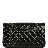 Pre-owned Chanel Medium Classic Double Flap Bag Black Patent Light Gold Hardware - Thumbnail View 4