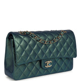 Chanel Medium Classic Double Flap Bag Green Iridescent Caviar Light Gold Hardware - Thumbnail View 2