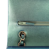 Chanel Medium Classic Double Flap Bag Green Iridescent Caviar Light Gold Hardware - Thumbnail View 8