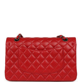 Chanel Medium Classic Double Flap Bag Red Lambskin Aged Ruthenium Hardware - Thumbnail View 4
