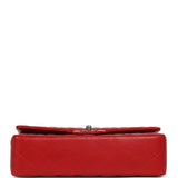 Chanel Medium Classic Double Flap Bag Red Lambskin Aged Ruthenium Hardware - Thumbnail View 6