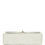 Chanel Medium Classic Double Flap Bag White Lambskin Brushed Gold Hardware - Thumbnail View 6