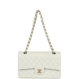 Chanel Medium Classic Double Flap Bag White Lambskin Brushed Gold Hardware - Thumbnail View 7