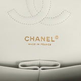 Chanel Medium Classic Double Flap Bag White Lambskin Brushed Gold Hardware - Thumbnail View 8
