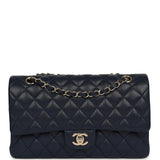 Chanel Medium Classic Double Flap Bag Navy Blue Shiny Caviar Light Gold Hardware - Thumbnail View 1