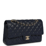 Chanel Medium Classic Double Flap Bag Navy Blue Shiny Caviar Light Gold Hardware - Thumbnail View 2