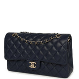 Chanel Medium Classic Double Flap Bag Navy Blue Shiny Caviar Light Gold Hardware - Thumbnail View 5