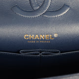 Chanel Medium Classic Double Flap Bag Navy Blue Shiny Caviar Light Gold Hardware - Thumbnail View 9