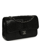 Pre-owned Chanel Medium Classic Double Flap Bag Black Python Silver Hardware - Thumbnail View 2