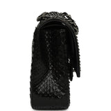 Pre-owned Chanel Medium Classic Double Flap Bag Black Python Silver Hardware - Thumbnail View 3