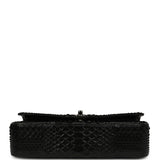Pre-owned Chanel Medium Classic Double Flap Bag Black Python Silver Hardware - Thumbnail View 6