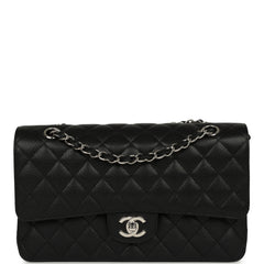 Chanel Medium Classic Double Flap Black Caviar Silver Hardware