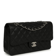 Chanel Medium Classic Double Flap Black Caviar Silver Hardware