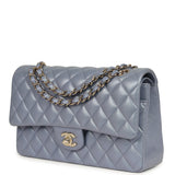 Chanel Medium Classic Double Flap Bag Purple Iridescent Lambskin Light Gold Hardware - Thumbnail View 5