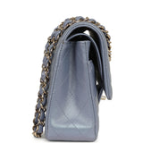 Chanel Medium Classic Double Flap Bag Purple Iridescent Lambskin Light Gold Hardware - Thumbnail View 3