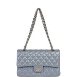 Chanel Medium Classic Double Flap Bag Purple Iridescent Lambskin Light Gold Hardware - Thumbnail View 7