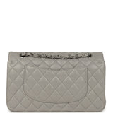 Pre-owned Chanel Medium Classic Double Flap Bag Light Grey Lambskin Silver Hardware - Thumbnail View 4
