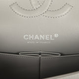 Pre-owned Chanel Medium Classic Double Flap Bag Light Grey Lambskin Silver Hardware - Thumbnail View 8