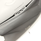 Pre-owned Chanel Medium Classic Double Flap Bag Light Grey Lambskin Silver Hardware - Thumbnail View 9