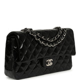 Chanel Medium Classic Double Flap Bag Black Patent Silver Hardware - Thumbnail View 2