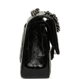 Chanel Medium Classic Double Flap Bag Black Patent Silver Hardware - Thumbnail View 3
