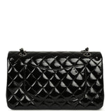 Chanel Medium Classic Double Flap Bag Black Patent Silver Hardware - Thumbnail View 4