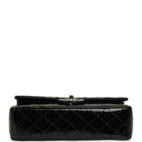 Chanel Medium Classic Double Flap Bag Black Patent Silver Hardware - Thumbnail View 6