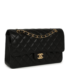 Pre-owned Chanel Medium Classic Double Flap Bag Black Caviar Gold Hardware