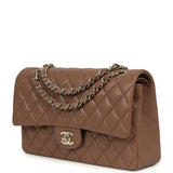 Pre-owned Chanel Medium Classic Double Flap Bag Brown Caviar Light Gold Hardware - Thumbnail View 5