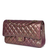 Pre-owned Chanel Medium Classic Double Flap Bag Pink, Purple Iridescent Lambskin Light Gold Hardware - Thumbnail View 5