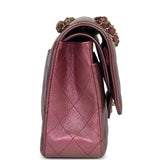 Pre-owned Chanel Medium Classic Double Flap Bag Pink, Purple Iridescent Lambskin Light Gold Hardware - Thumbnail View 3