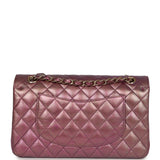 Pre-owned Chanel Medium Classic Double Flap Bag Pink, Purple Iridescent Lambskin Light Gold Hardware - Thumbnail View 4
