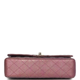 Pre-owned Chanel Medium Classic Double Flap Bag Pink, Purple Iridescent Lambskin Light Gold Hardware - Thumbnail View 6