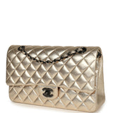 Pre-owned Chanel Medium Classic Double Flap Bag Gold Metallic Lambskin Black Hardware - Thumbnail View 5