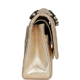 Pre-owned Chanel Medium Classic Double Flap Bag Gold Metallic Lambskin Black Hardware - Thumbnail View 3