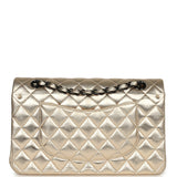 Pre-owned Chanel Medium Classic Double Flap Bag Gold Metallic Lambskin Black Hardware - Thumbnail View 4